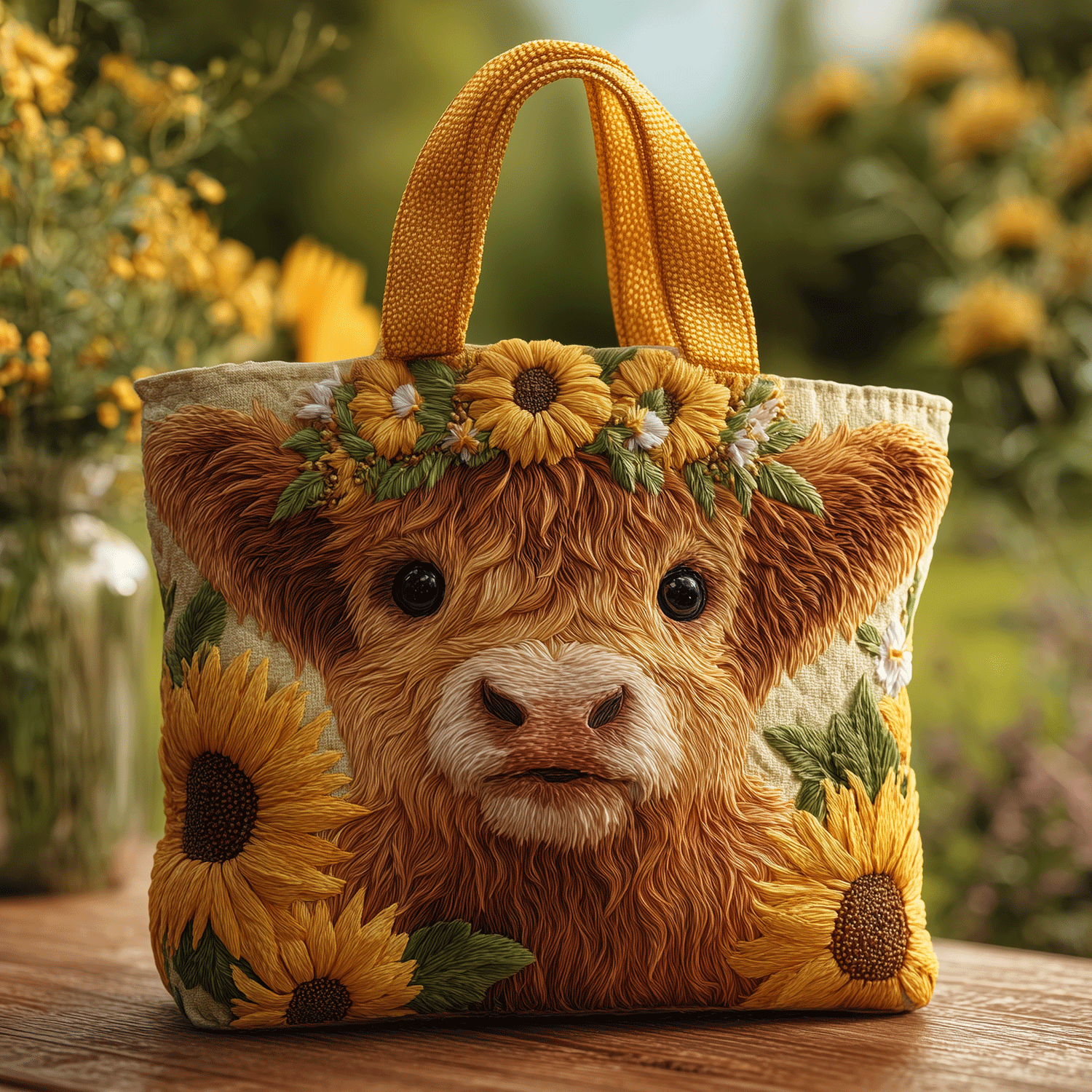 Cute Highland Cow Quilted Tote Bag