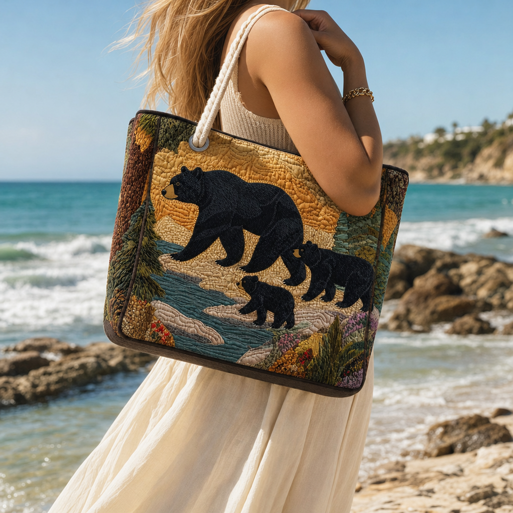 Bear Family Quilted Beach Bag GFTOQA1529
