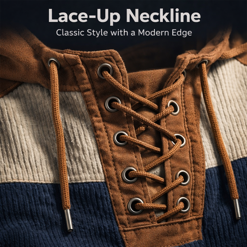 ⏰Promotion 50% OFF -Men’s Retro Lace-Up Hooded Pullover