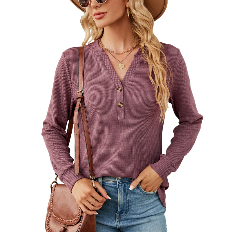 ⏰Promotion 50% OFF -New Wool Waffle Knit Long-Sleeve Knit Top