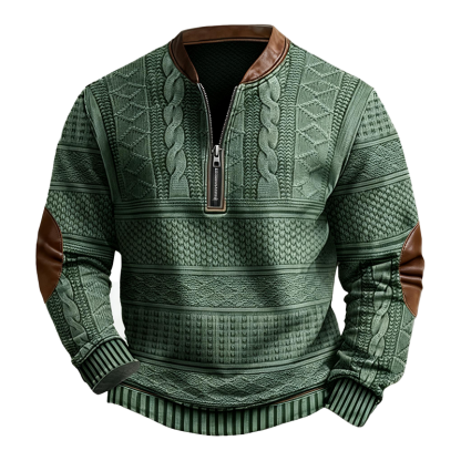 🎄 Christmas Special Offer-Men’s Vintage Western Cashmere Wool Zipper Stand Collar Sweatshirt