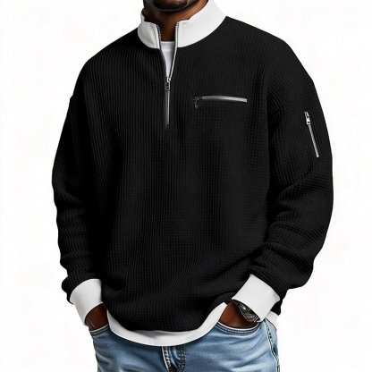 ⏰Promotion 50% OFFMen’s Casual Solid Color Waffle Half-Zip Sweatshirt