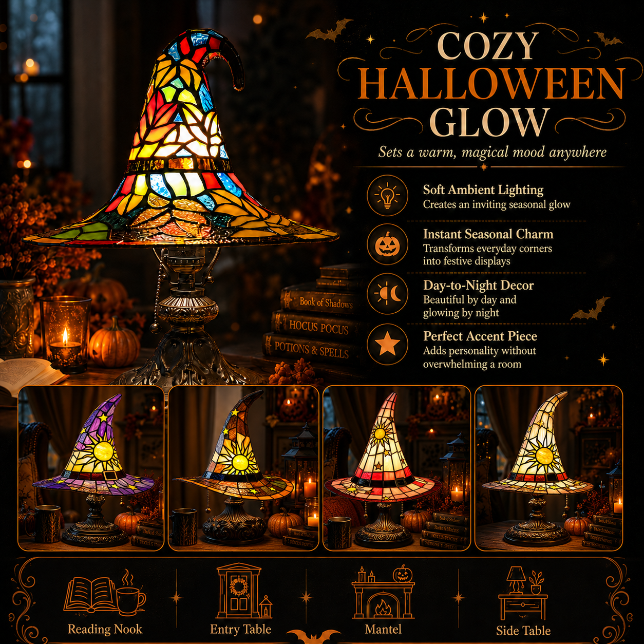 🔥Magical Halloween Stained Glass-Style Lamps – 50% OFF Today🎁