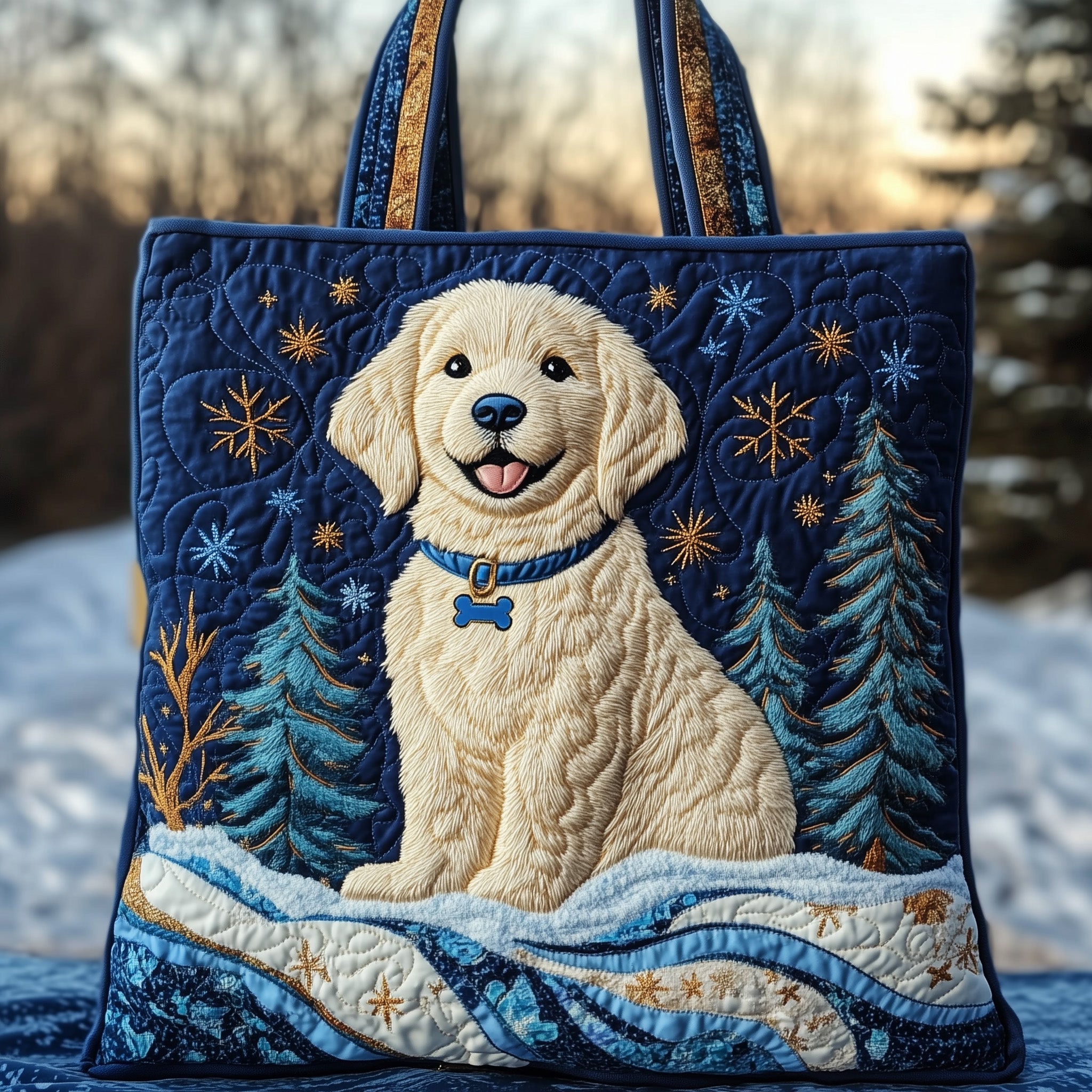 Winter Retriever Quilted Tote Bag GFTONT3801
