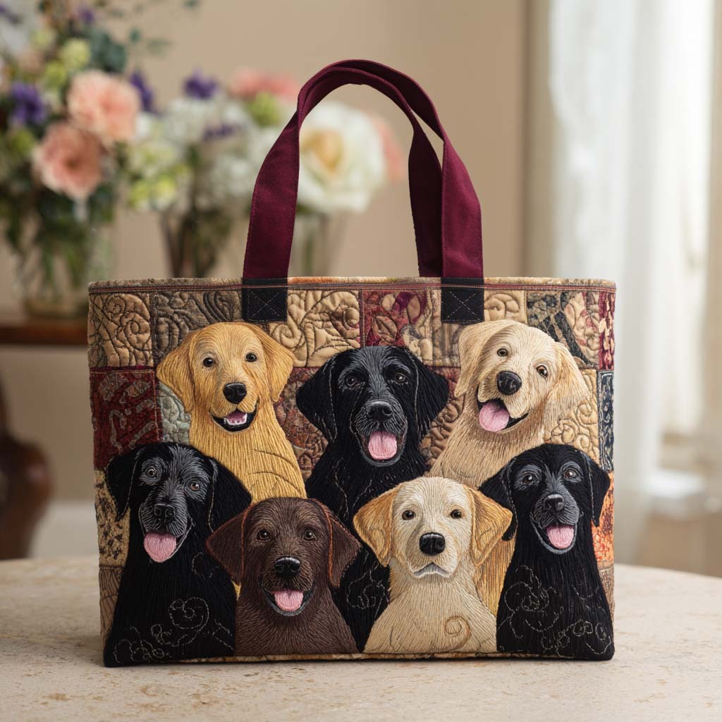 Labrador Gathering Quilted Tote Bag
