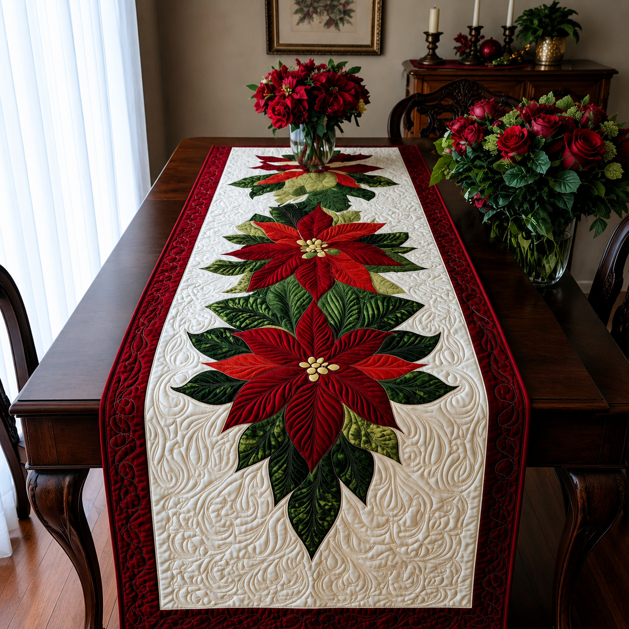 Winter Petals Quilted Table Runner NCU0NT1649