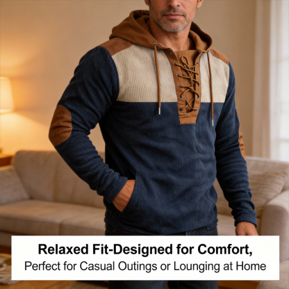 ⏰Promotion 50% OFF -Men’s Retro Lace-Up Hooded Pullover