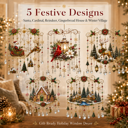 🔥Last Day 50% OFF - Handmade Christmas Stained Glass Window Hanging