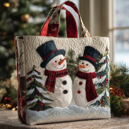 Holiday Snowman Charm Quilted Tote Bag GFTOTP11450