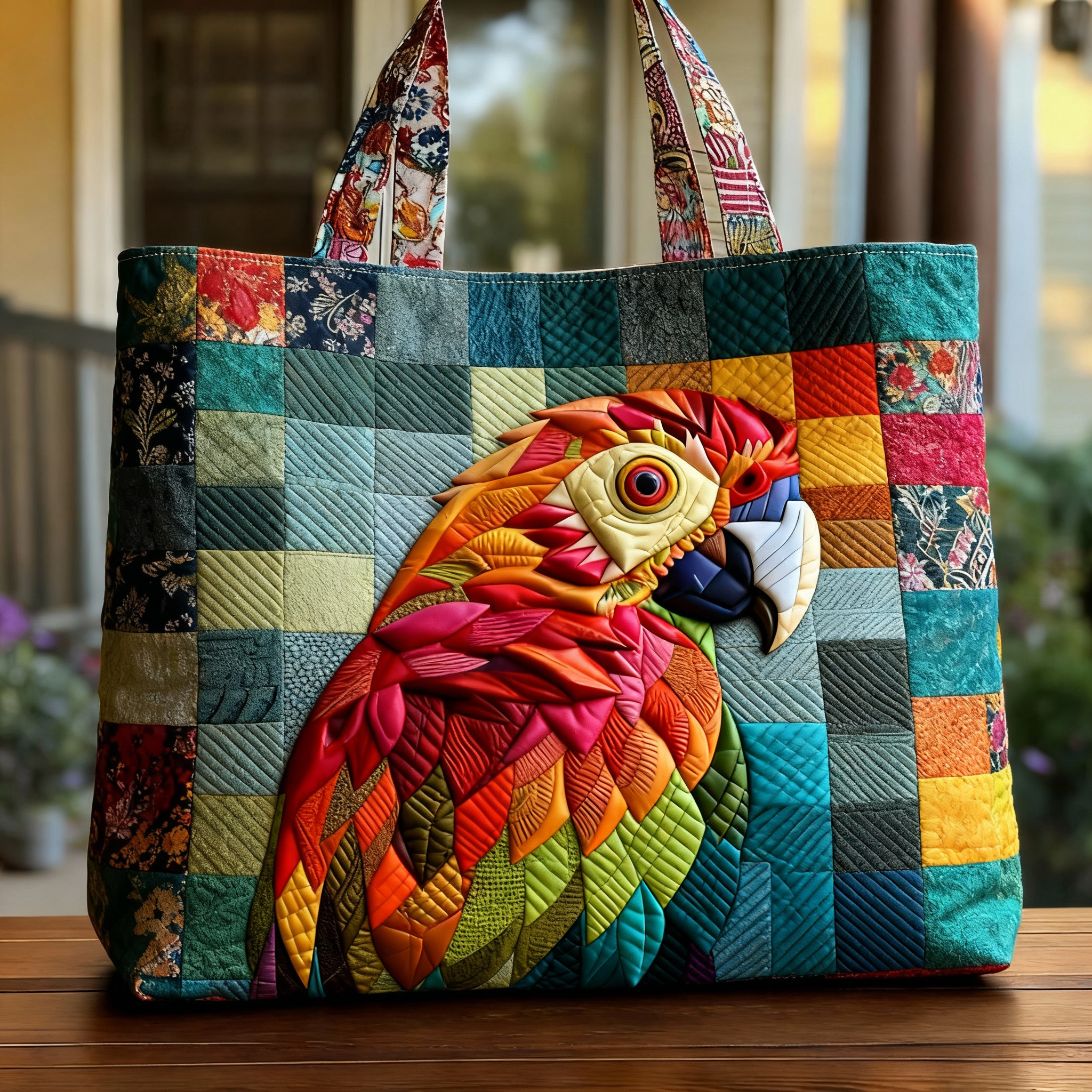 Stylish and interesting quilted tote bag