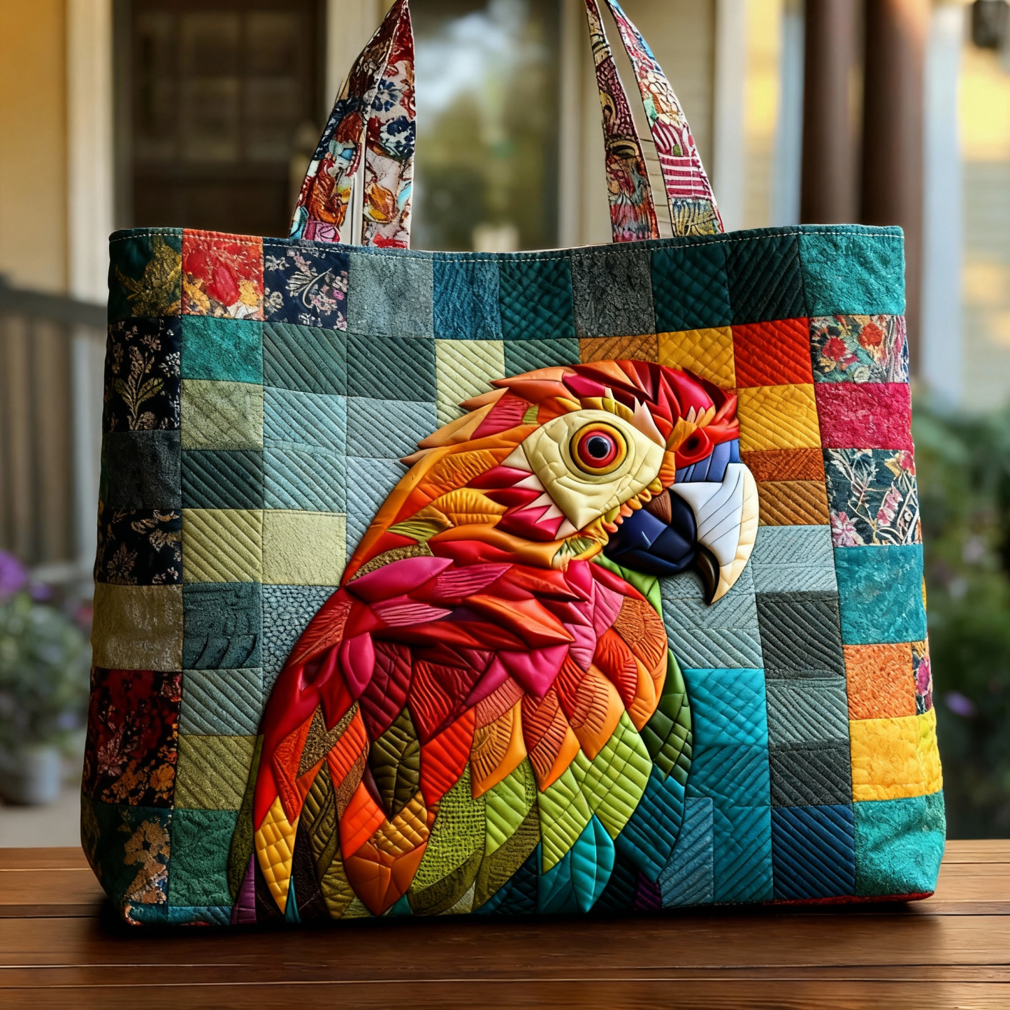 Stylish and interesting quilted tote bag