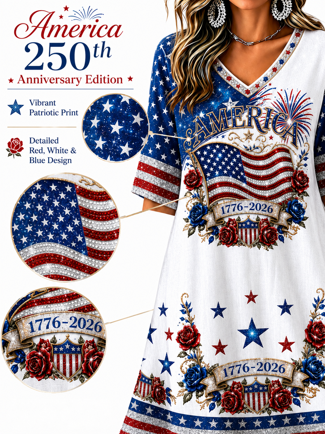 Women's Vintage Retro Independence Day Anniversary Print Art Print Linen Mini Dress
