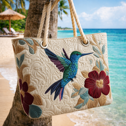 Hummingbird Bloom Quilted Beach Bag GFTOQA1564