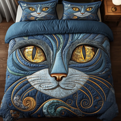 ⏰Promotion 50% OFF -Purrfectly Cat 3-Piece Quilted Bedding Set 