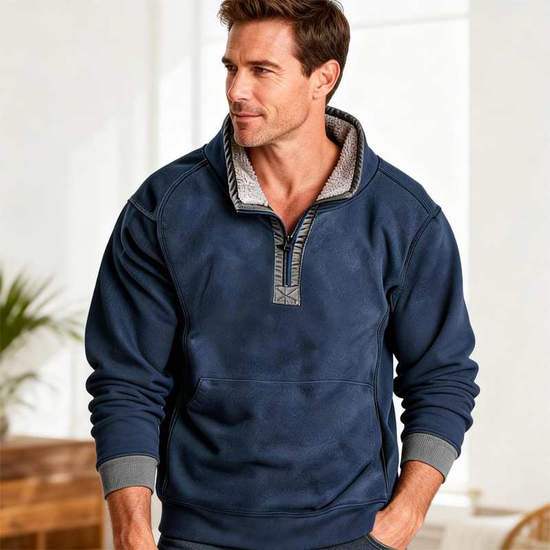 ⏰Promotion 50% OFF -Men’s Premium Sherpa Fleece Half Zip Sweatshirt