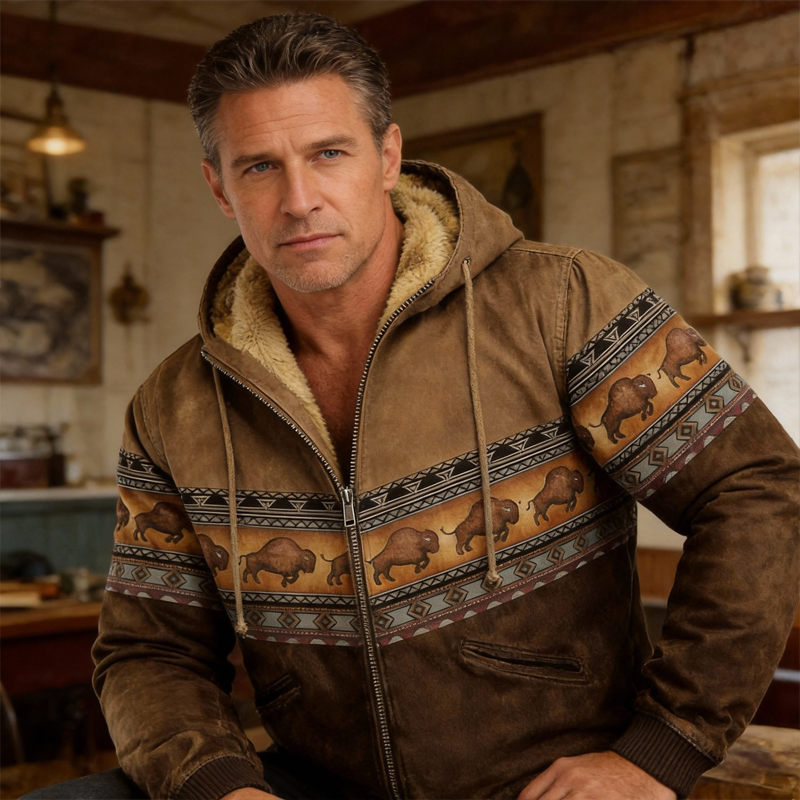 ⏰Promotion 50% OFF-Men’s Vintage Cashmere-Lined Hooded Jacket.