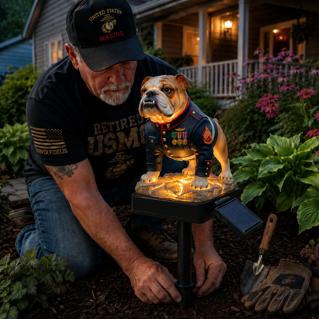 🔥Last Day 50% OFF🔥 - USMC Devil Dog Semper Fidelis Solar Garden Light