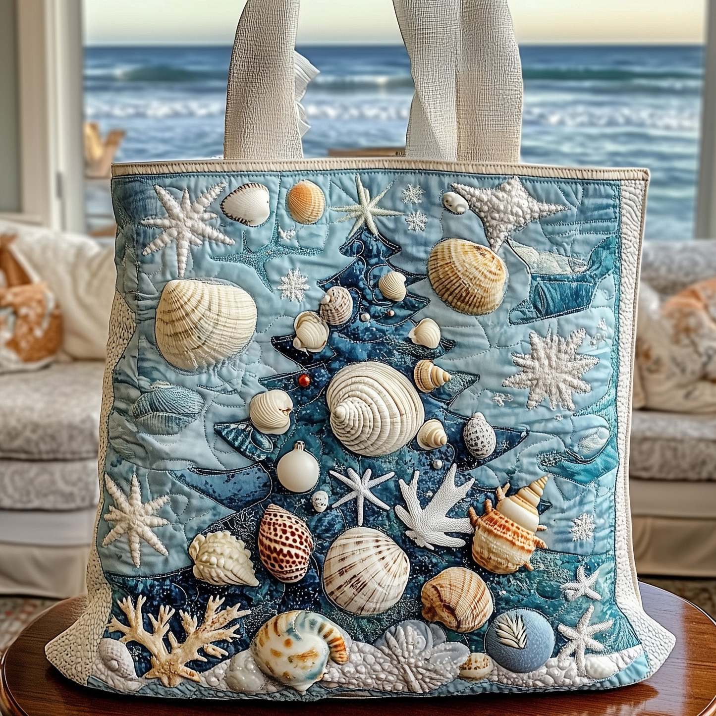 Coastal Christmas Quilted Tote Bag GFTONL6583