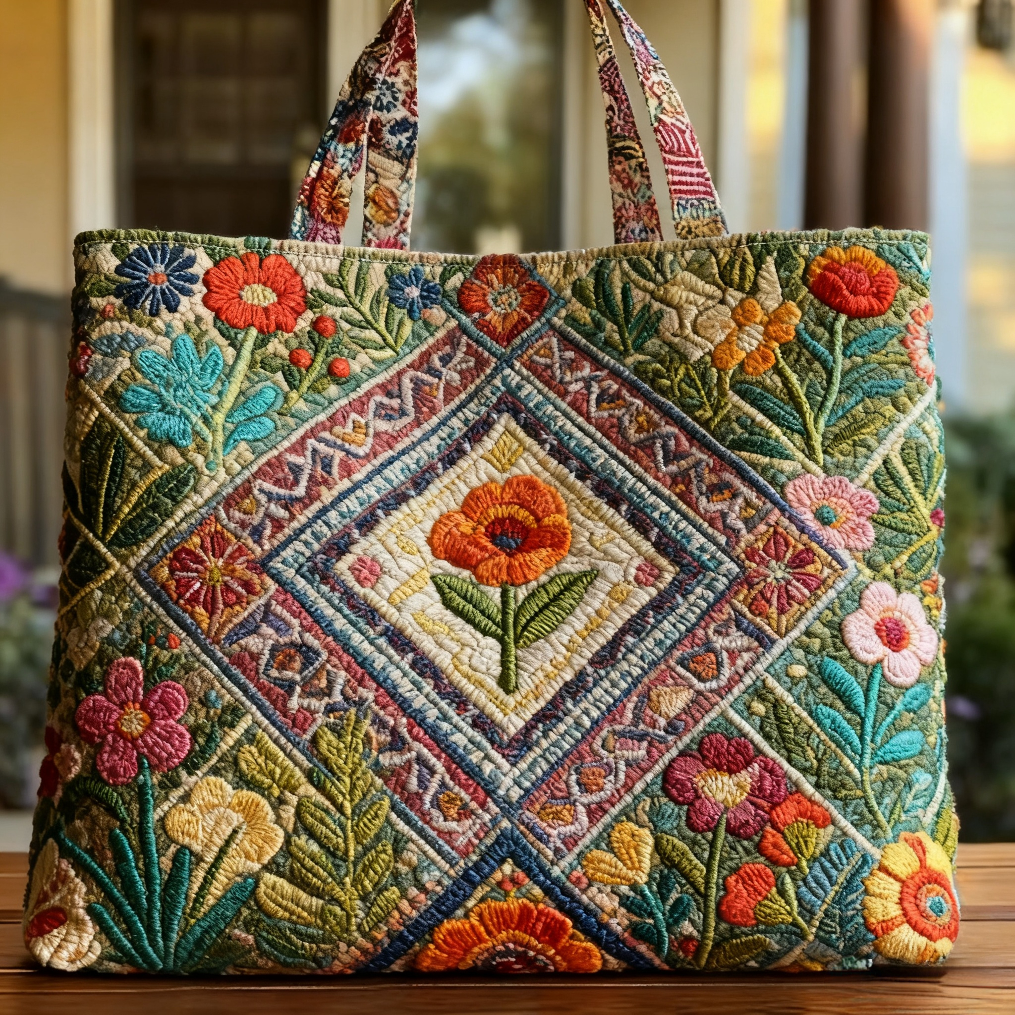Bohemian art print sewing tote bag