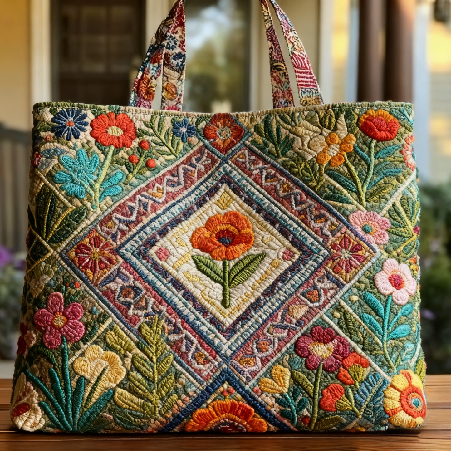 Bohemian art print sewing tote bag