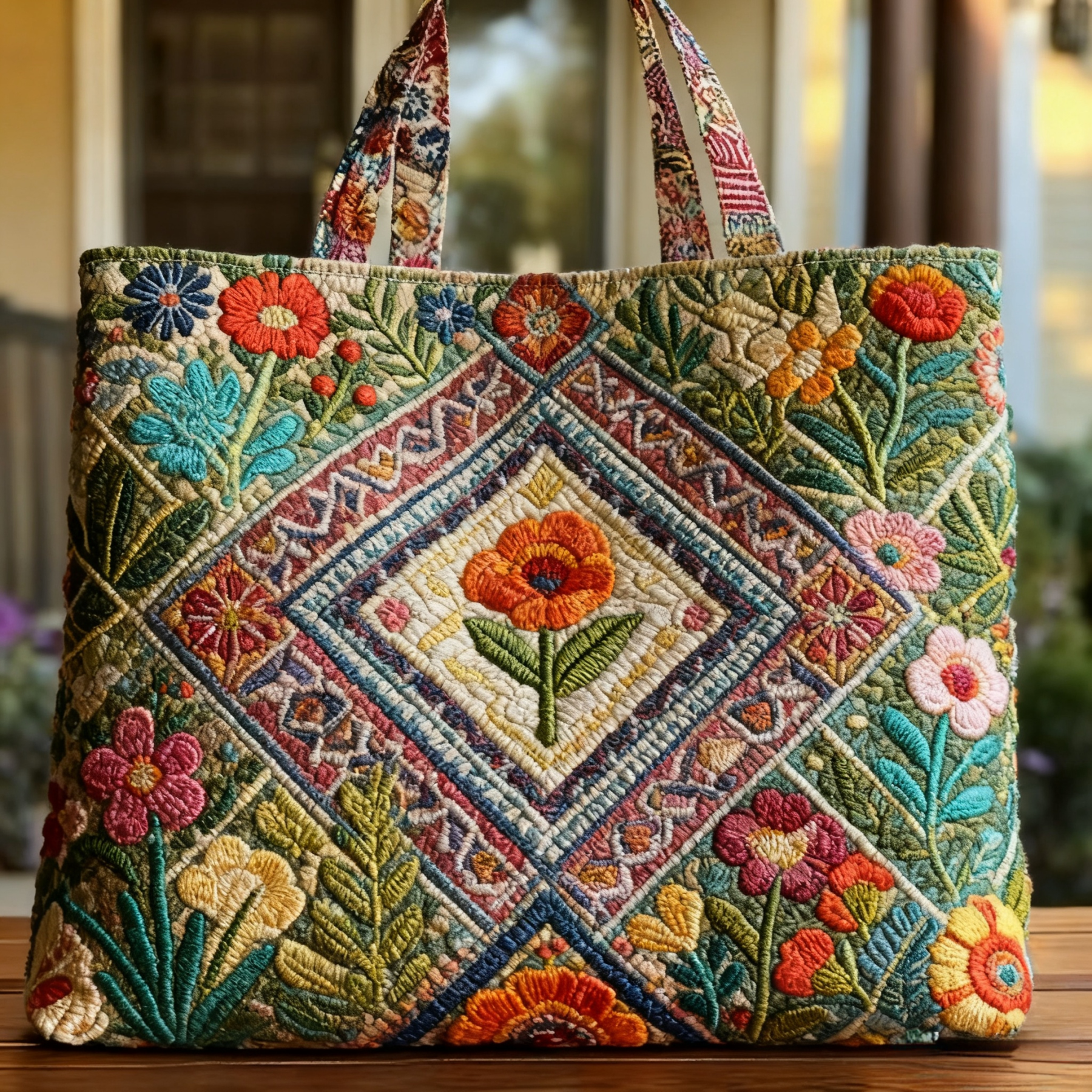 Bohemian art print sewing tote bag
