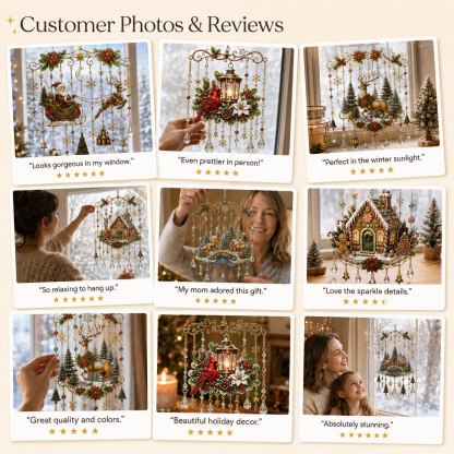 🔥Last Day 50% OFF - Handmade Christmas Stained Glass Window Hanging