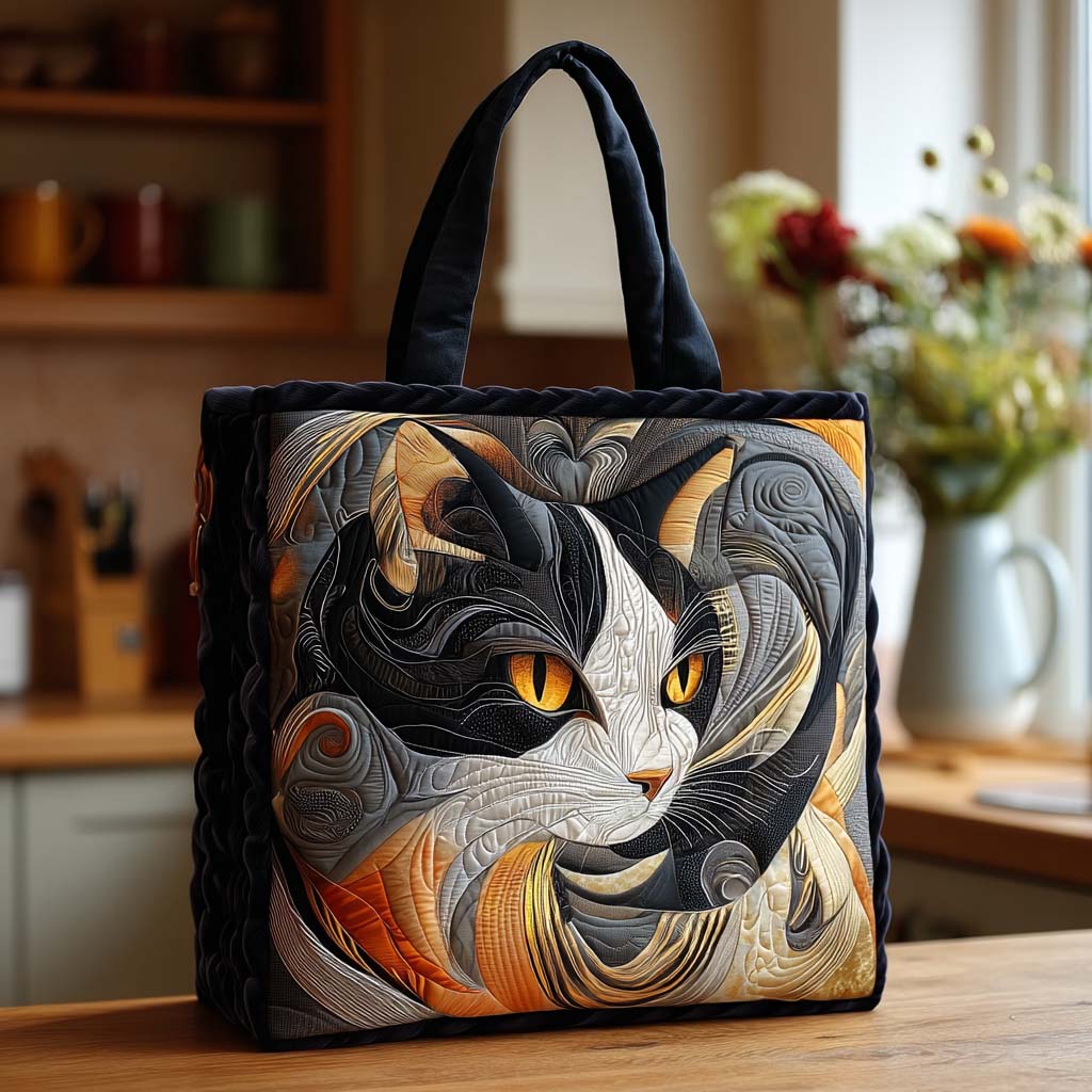 Cozy Kitty Quilted Tote Bag