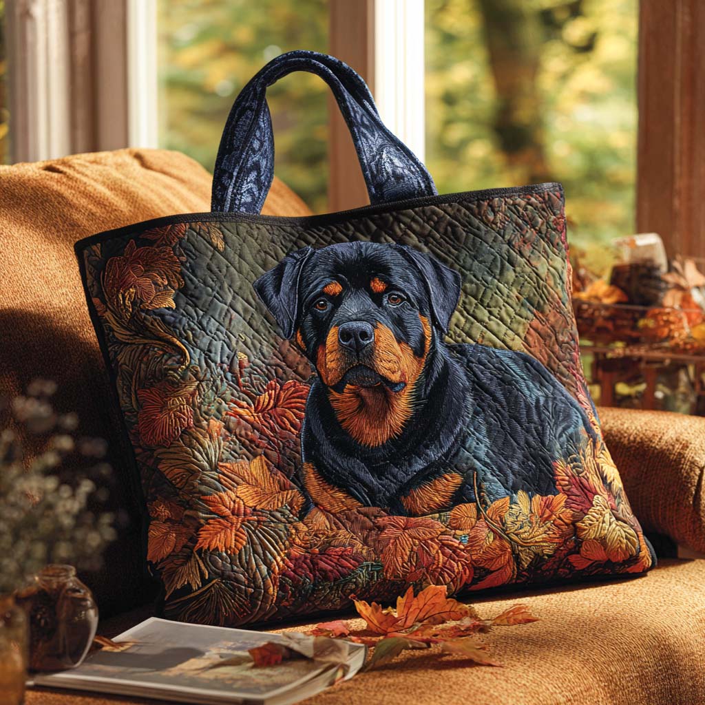 Autumn Rottweiler Rest Quilted Tote  Bag