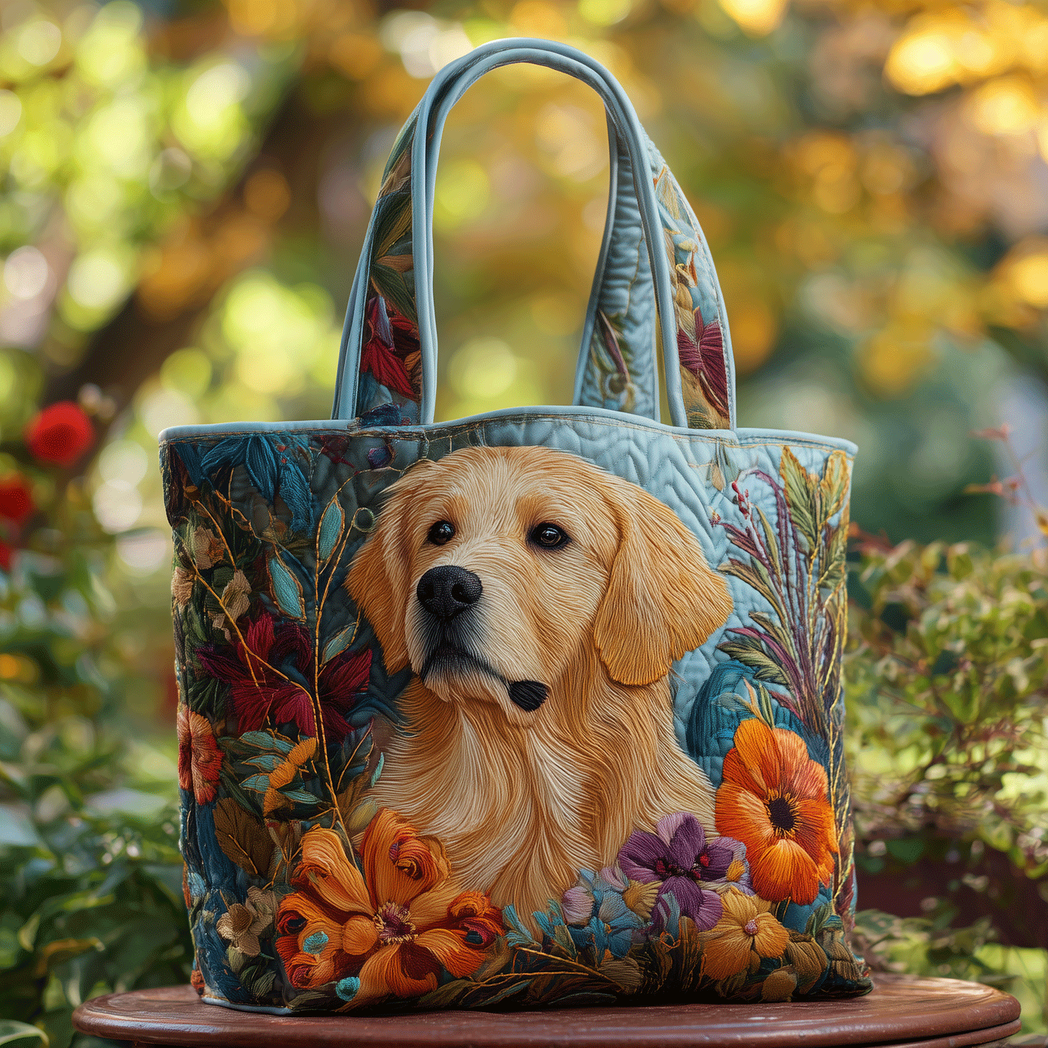 Retriever Garden Quilted Tote Bag