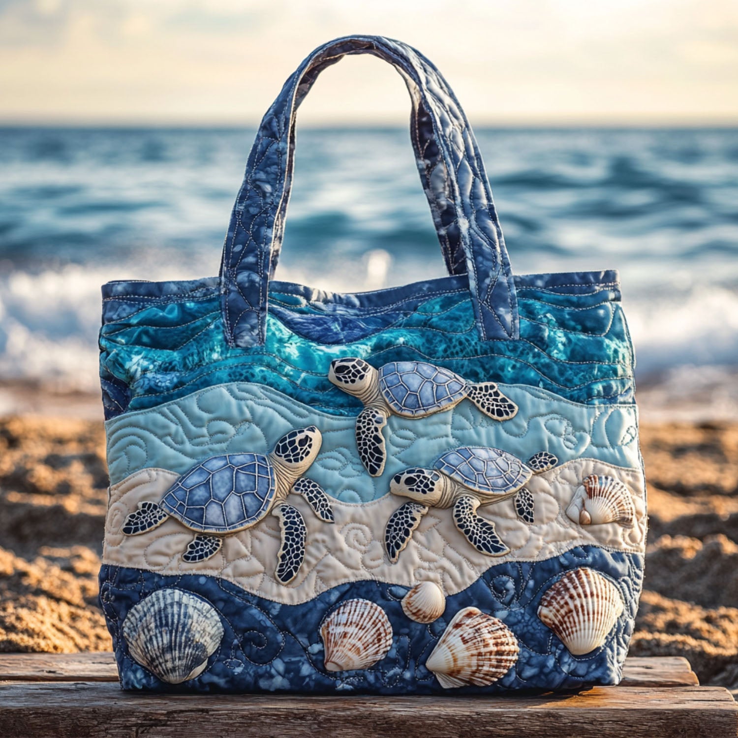 Shell Journey Quilted Tote Bag