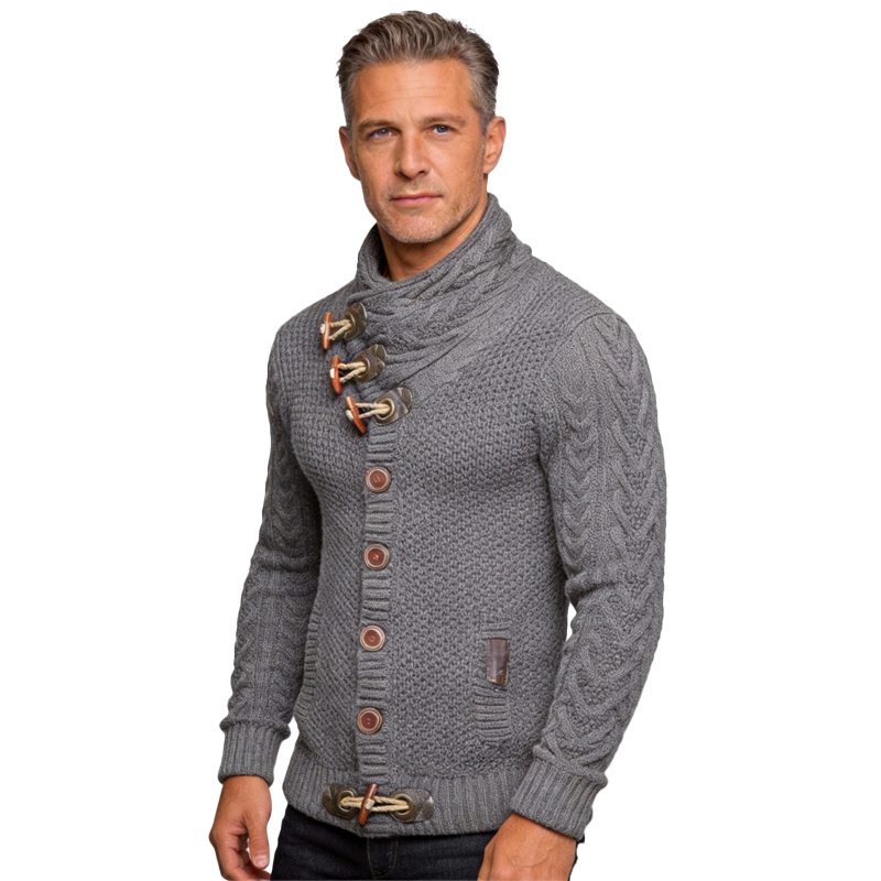 ⏰Promotion 50% OFF -Men’s Wool Cable-Knit Toggle Cardigan with Shawl Collar