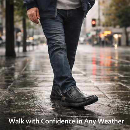 ⏰LAST DAY-60% OFF🛒Men’s Outdoor Casual Leather Boots – First Layer Cowhide, Wide Toe, Arch Support, Zipper & Slip-On, Comfortable for Walking & Driving