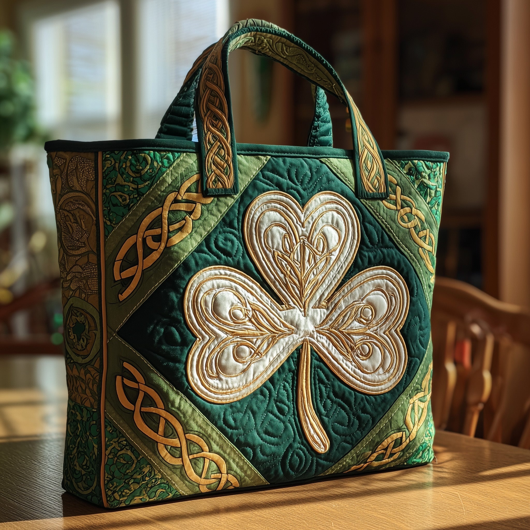 Irish Shamrock Quilted Tote Bag GFTOTP9138
