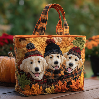Cozy Golden Quilted Tote  Bag