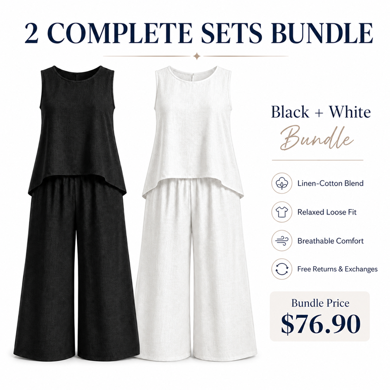 💗Promotion 50% OFF -Women’s Linen-Cotton Crochet Back Two-Piece Set