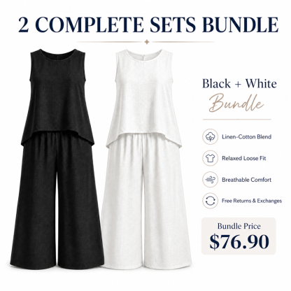 💗Promotion 50% OFF -Women’s Linen-Cotton Crochet Back Two-Piece Set
