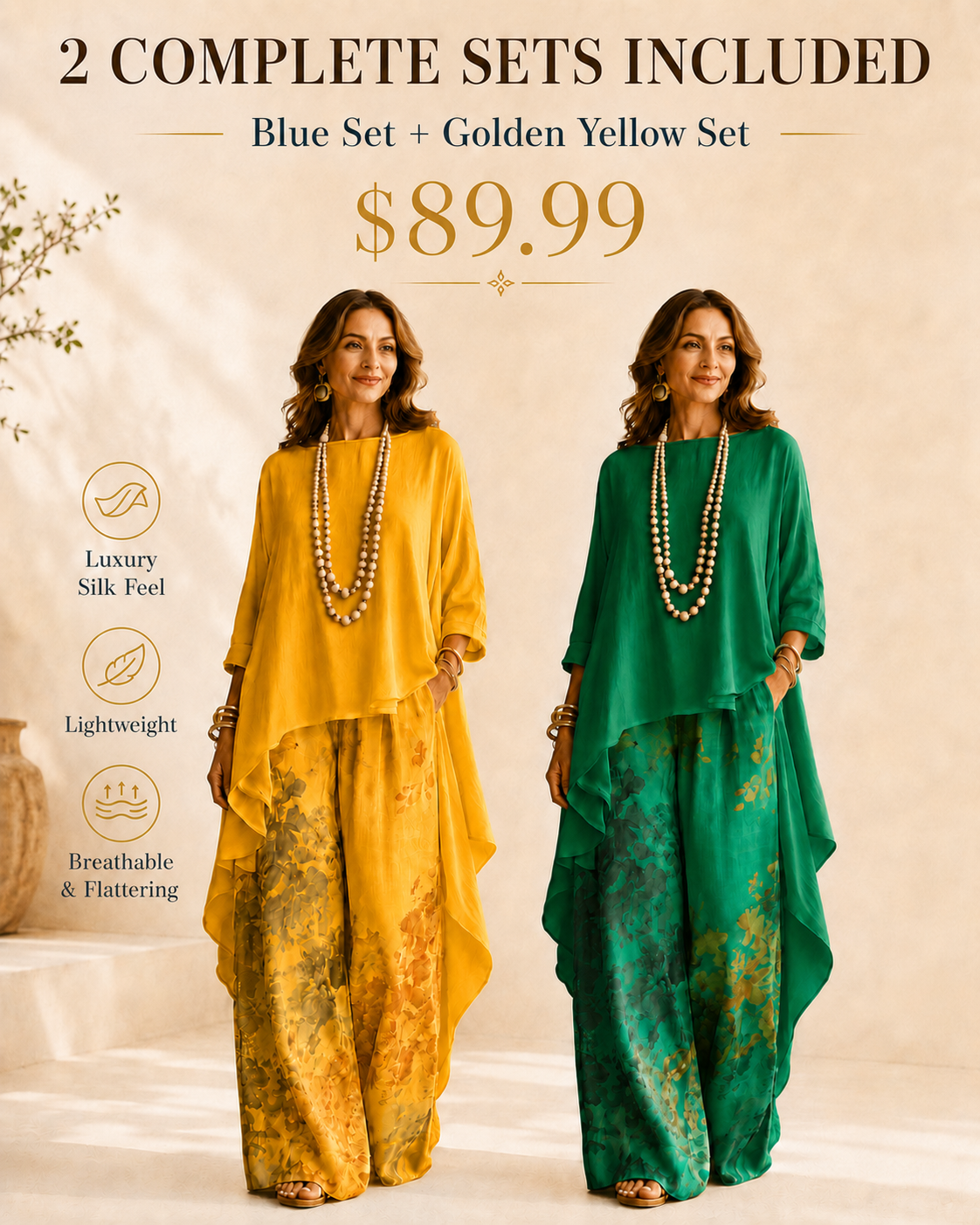 🎉Anniversary Offer 50% OFF— Elegant Artistic Floral Print Two-piece Set