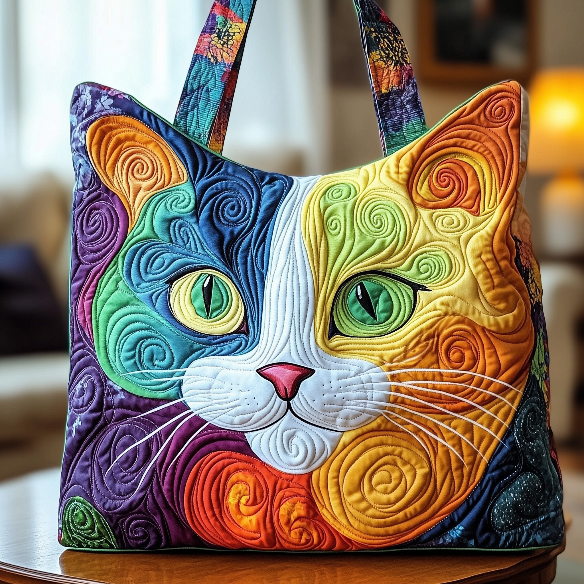 Swirly Cat Quilted Tote Bag GFTONT1115