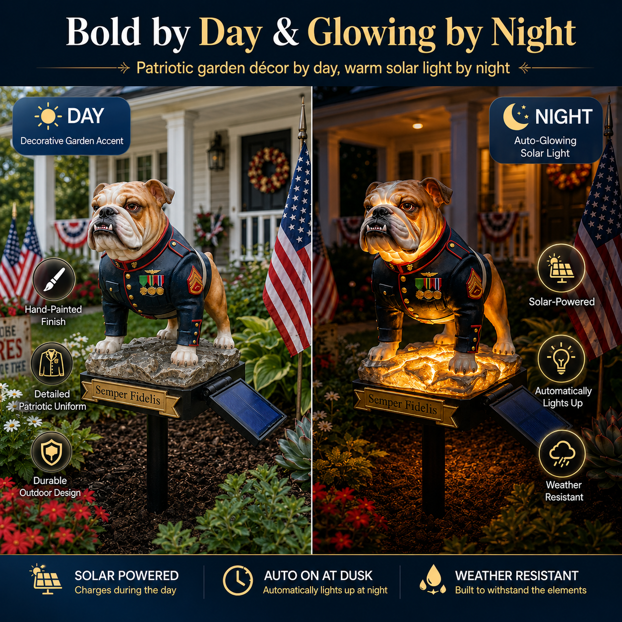 🔥Last Day 50% OFF🔥 - USMC Devil Dog Semper Fidelis Solar Garden Light
