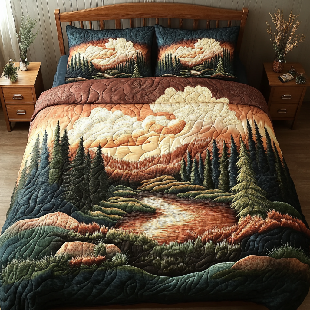 Alpine Glow 3-Piece Quilted Bedding Set NCU0NVH728