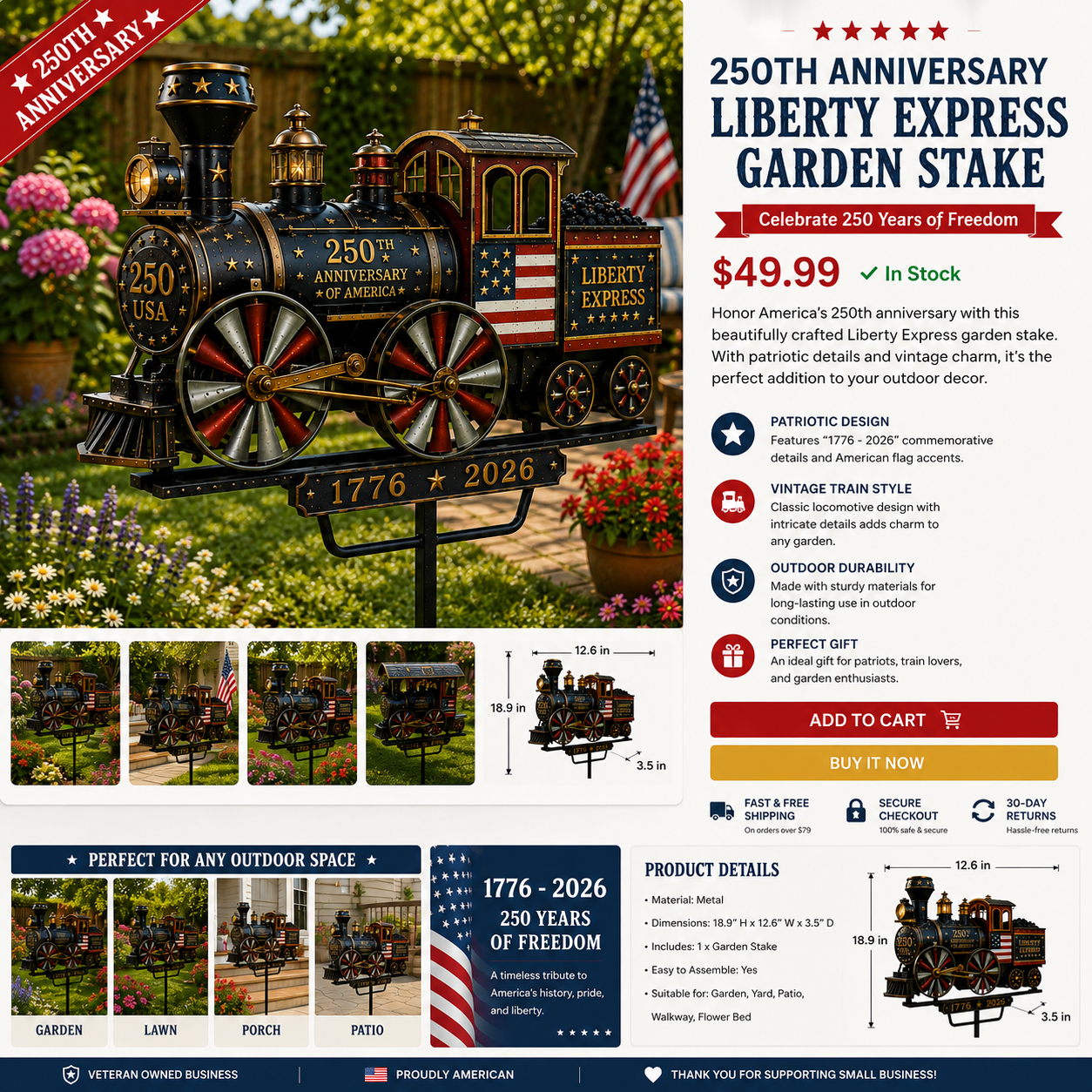 🔥Limited time 55% OFF🔥🚂2026 America 250th Anniversary Outdoor Patriotic Yard Decor