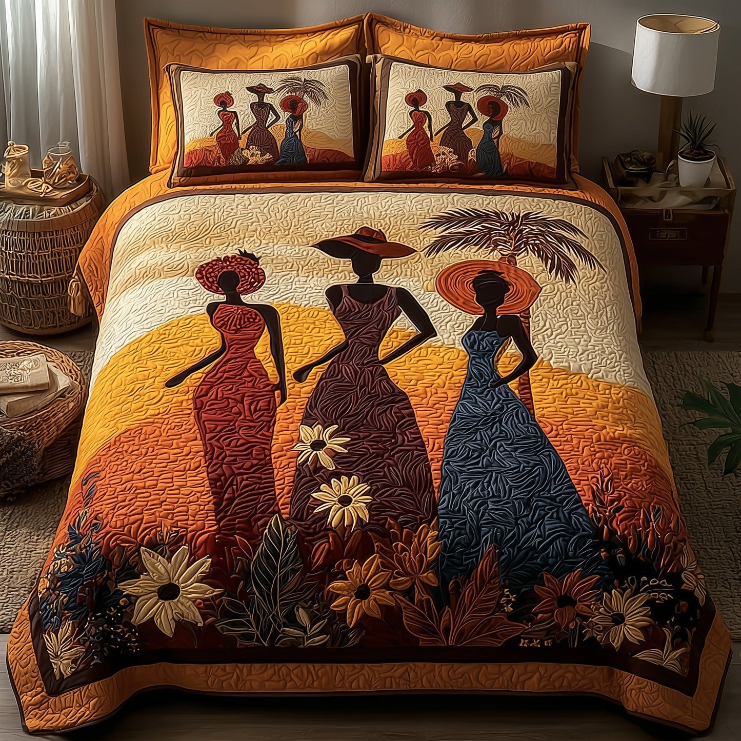 Sisters of the Sun 3-PieceQuilted Bedding setGFTOMA1893