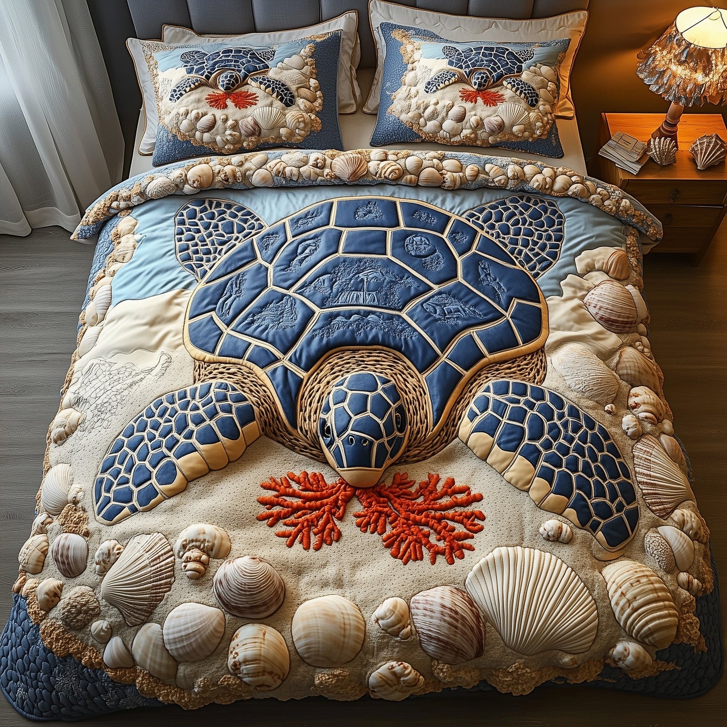 Turtle 3-Piece QuiltedBedding Set GFTOMA1544