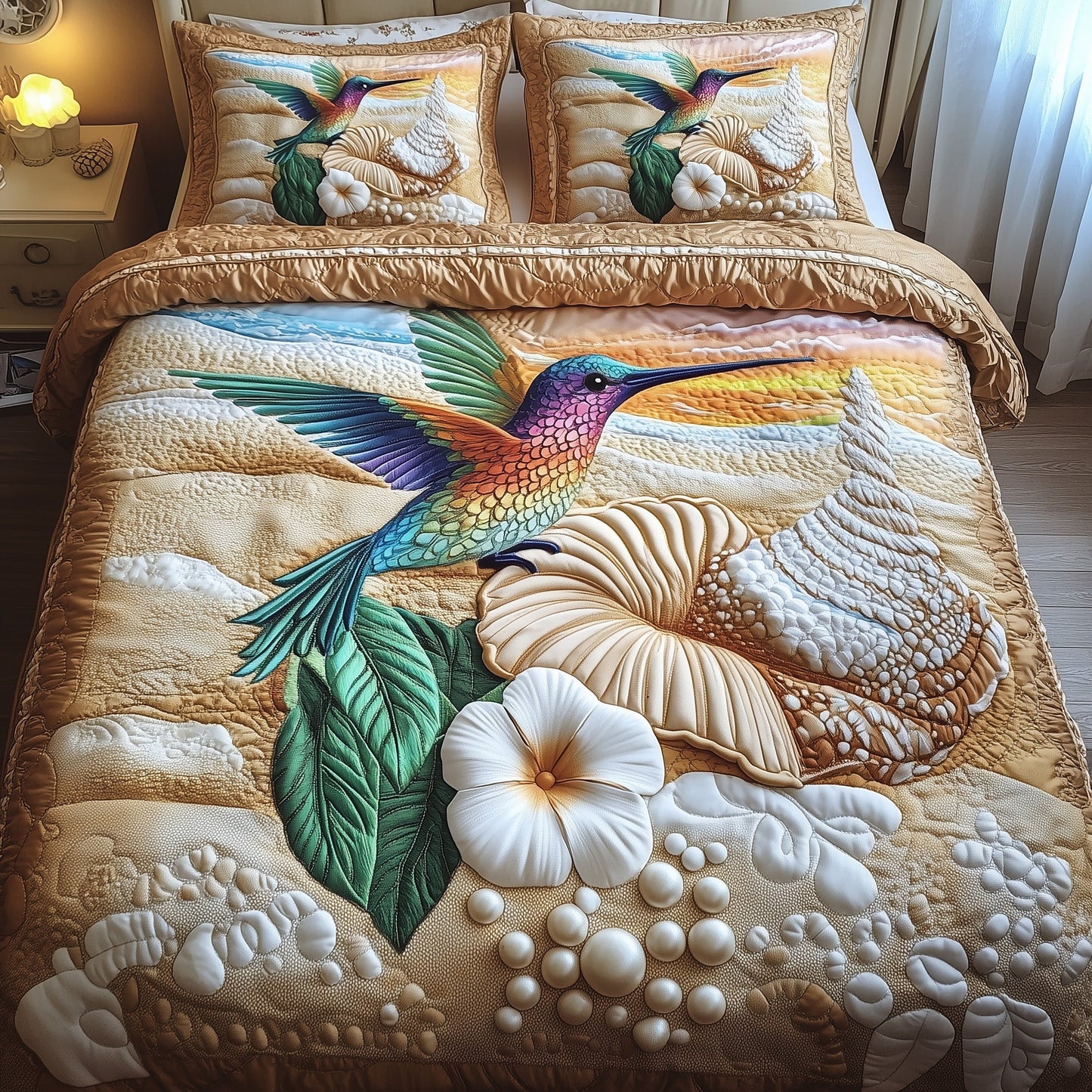 Ocean BreezeHummingbird 3-PieceQuilted Bedding setGFTOMA1541