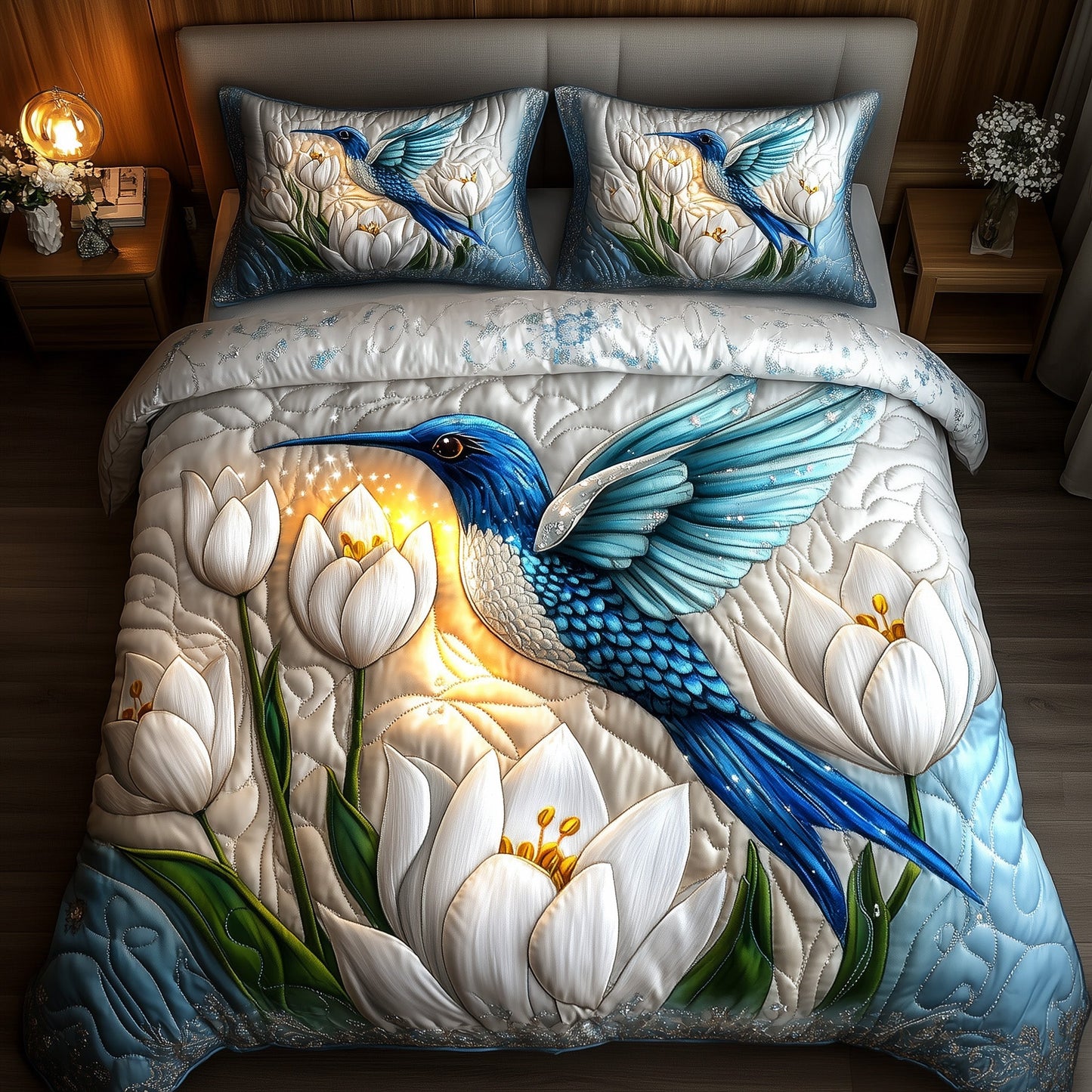 Hummingbird Bloom 3-Piece Quilted Bedding setGFTOMA1549