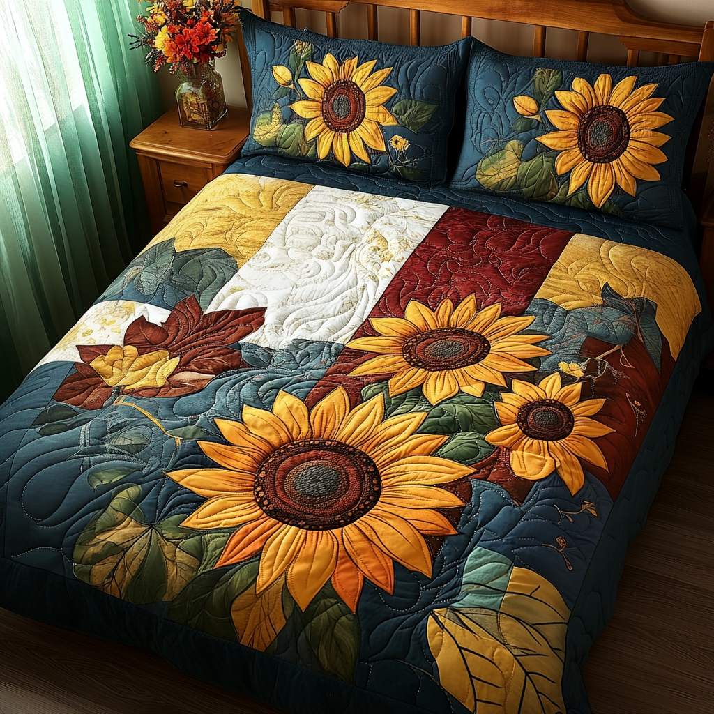 Floral Radiance 3-Piece Quilted Bedding Set NCU0TL1719