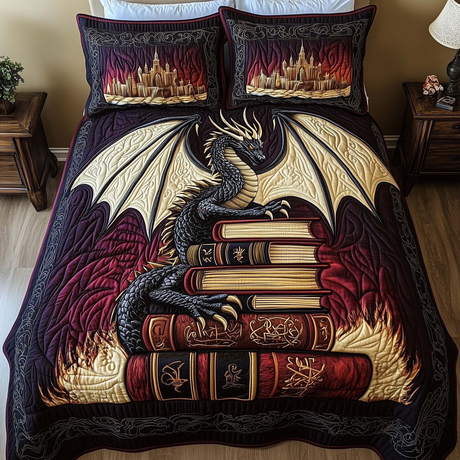 Mystic Dragon Dreams 3-Piece Quilted Bedding Set GFTOHD6374