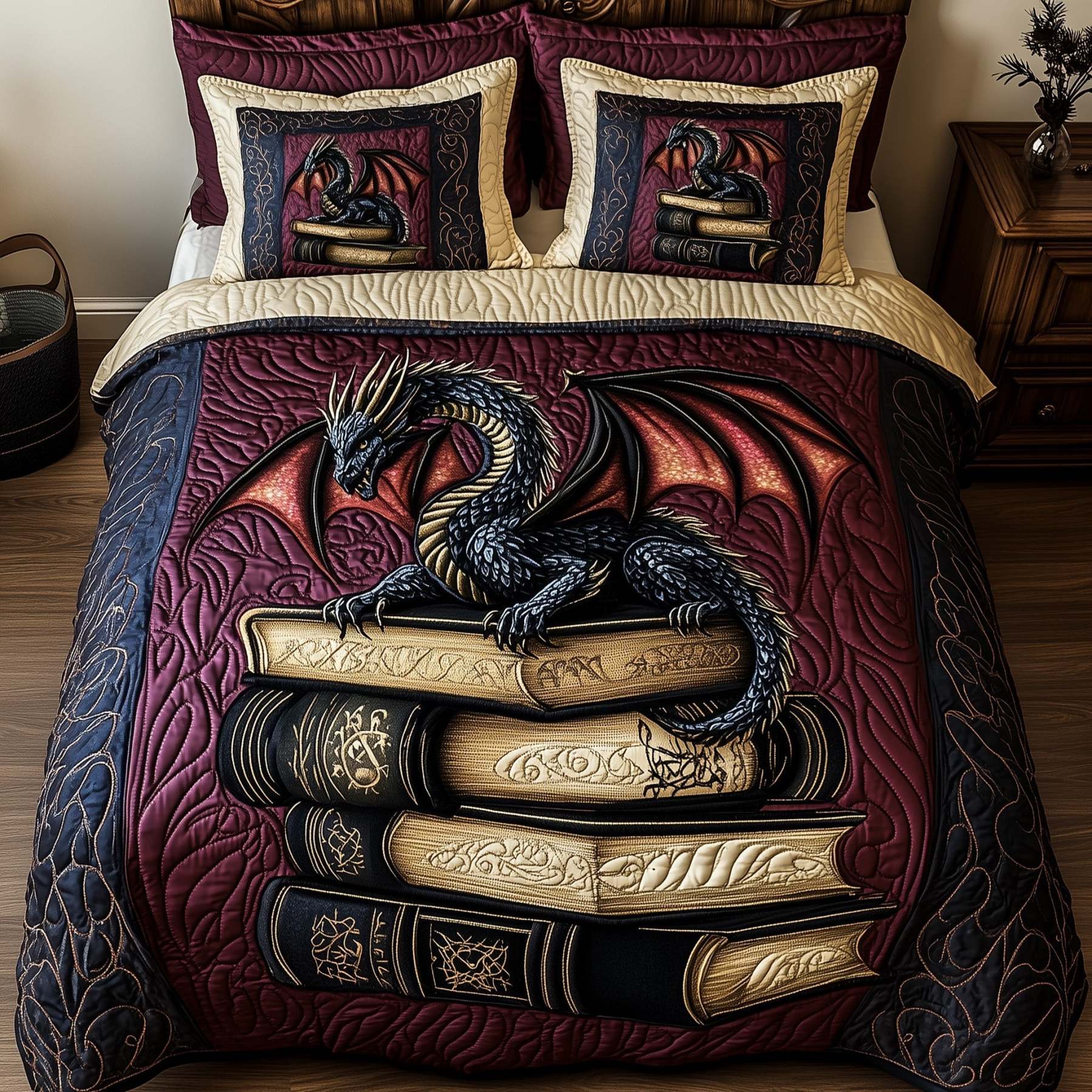 Mystic Dragon Dreams 3-Piece Quilted Bedding Set GFTOHD6375