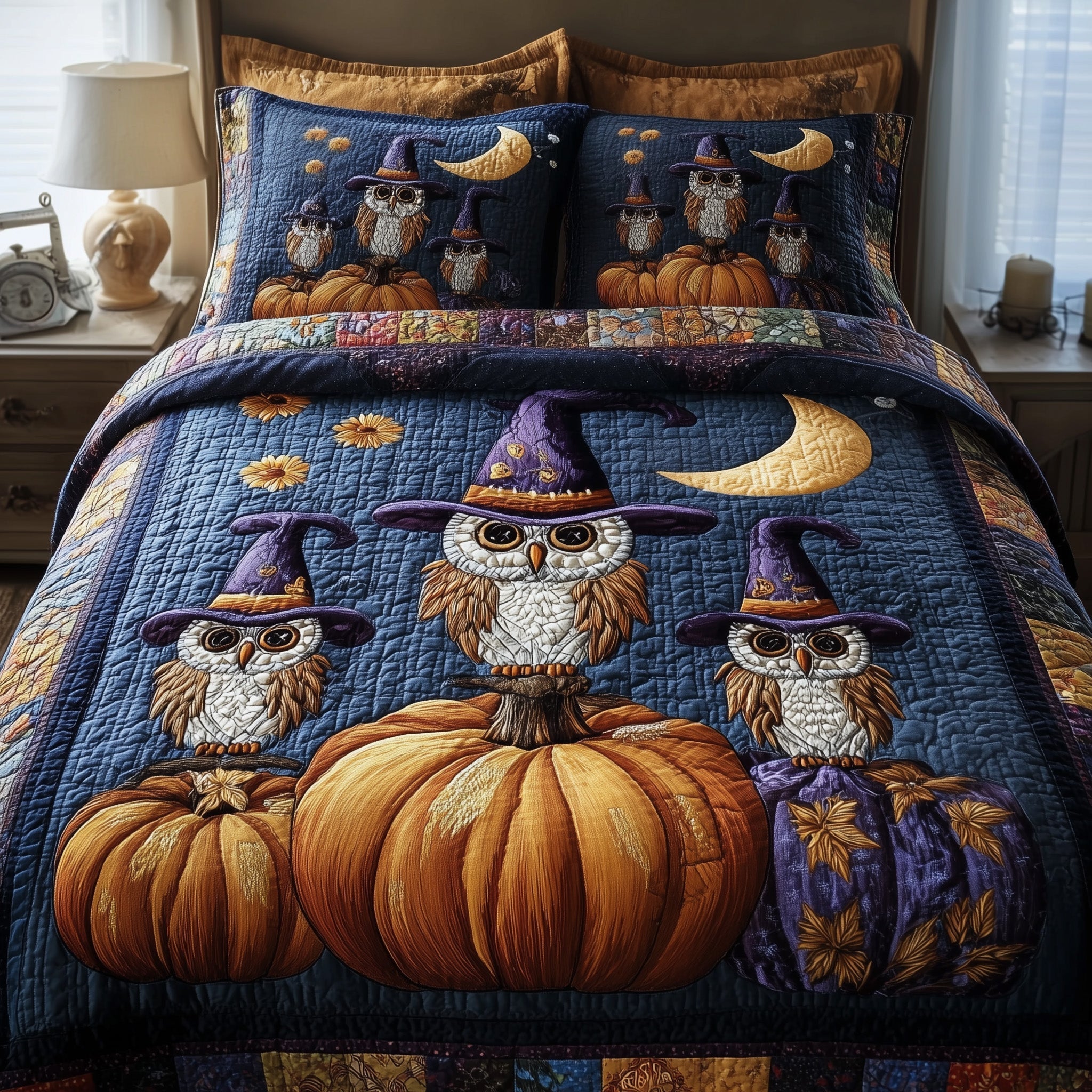 Enchanted Owl 3-Piece Quilted Bedding Set GFTOMA4089