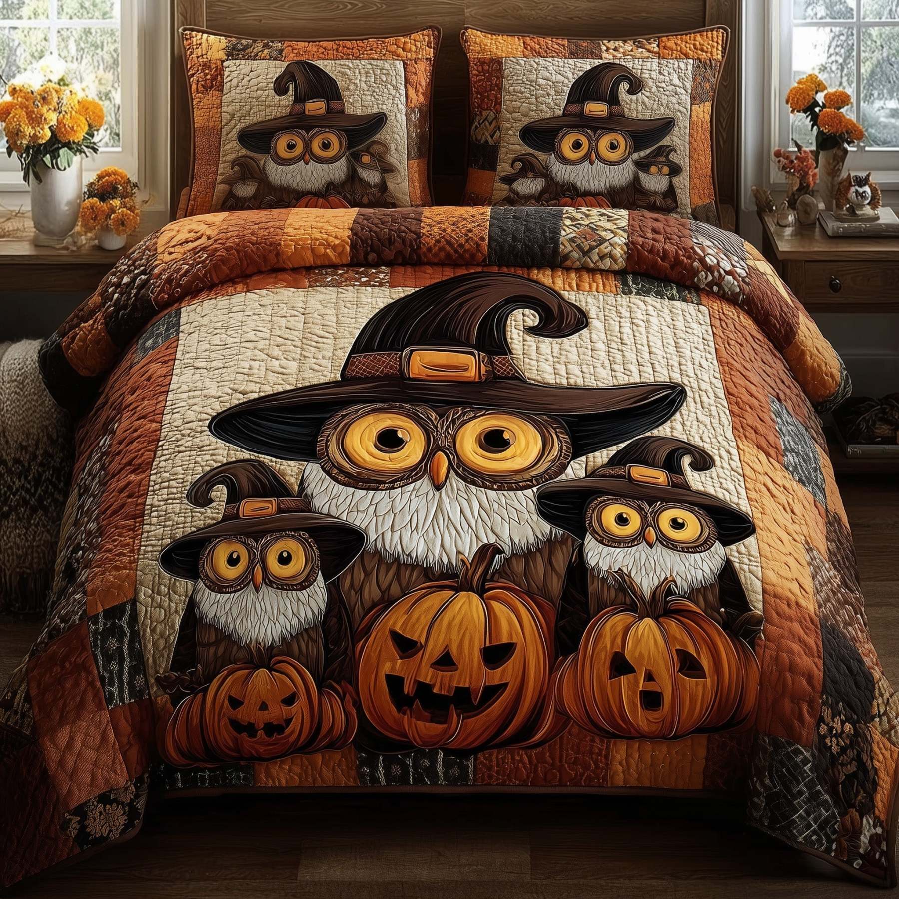 Enchanted Owl 3-Piece Quilted Bedding Set GFTOMA4092